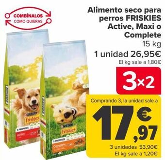 Carrefour Alimento seco para perros friskies active, maxi o complete oferta