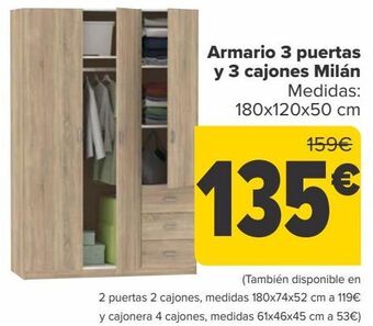 Carrefour Armario 3 puertas y 3 cajones milán oferta