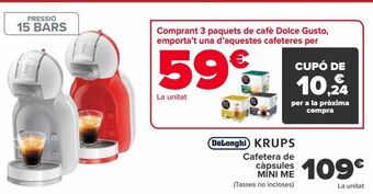 Carrefour Dëlonghi krups cafetera de cápsulas mini me oferta