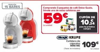 Carrefour Dëlonghi krups cafetera de cápsulas mini me oferta