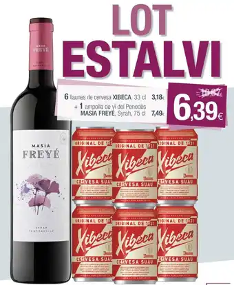 Condis 6 Xibeca Llaunes de Cervesa 33 cl + 1 Masia Freyé Ampolla de Vi del Penedès Syrah 75 cl oferta