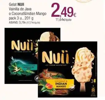 Nuii Gelat Vainilla de Java o Coconut&Indian Mango Pack 3 u 201 g