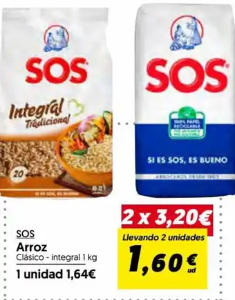 Hiper Usera Sos Arroz Clásico - Integral 1 kg Llevando 2 Unidades oferta