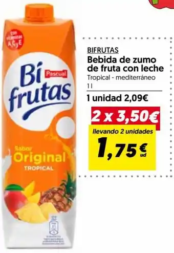 Hiper Usera Bifrutas Bebida de Zumo de Fruta con Leche 1 L Llevando 2 Unidades oferta