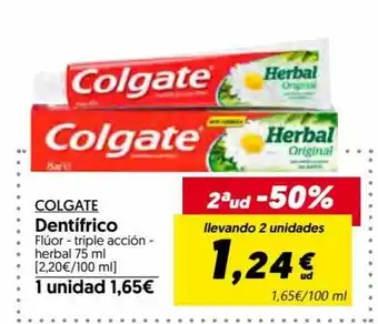 Hiper Usera Colgate Dentifrico Flúor - triple acción - herbal 75 ml oferta