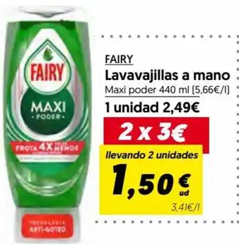 Hiper Usera Fairy Lavavajillas a mano Maxi poder 440 ml oferta