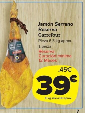 Carrefour Market Jamón serrano reserva carrefour oferta