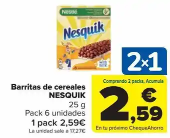 Carrefour Market Barritas de cereales nesquik oferta