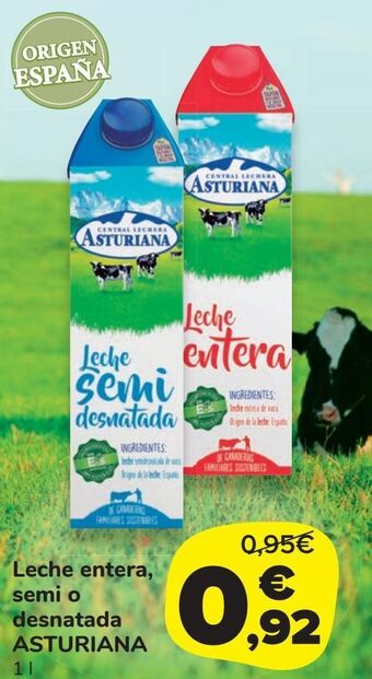 Carrefour Market Leche entera, semi o desnatada asturiana oferta