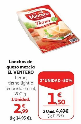 Alcampo Queso en lonchas el ventero oferta