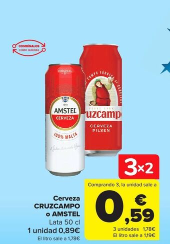 Carrefour Cerveza cruzcampo o amstel oferta