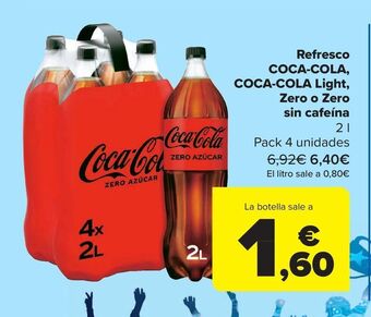 Carrefour Refresco coca-cola, coca-cola light, zero o zero sin cafeína oferta