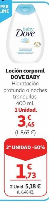 Alcampo Loción hidratante dove oferta