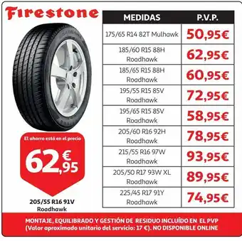 Alcampo Neumáticos firestone oferta