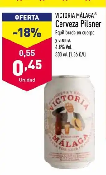 ALDI Victoria Málaga Cerveza Pilsener 330ml oferta