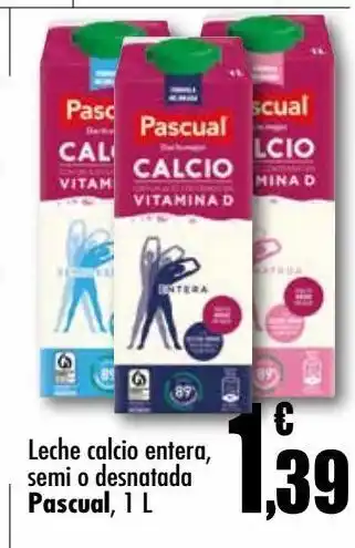 Unide Supermercados Leche calcio entera, semi o desnatada pascual, 1 l oferta