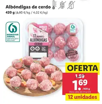 Lidl Albóndigas de cerdo 420 g oferta