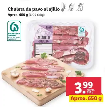 Lidl Chuleta de pavo al ajillo Aprox. 650 g oferta