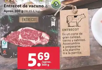 Lidl Entrecot de vacuno Aprox. 300 g oferta