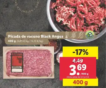 Lidl Black Angus Picada de vacuno 400 g oferta