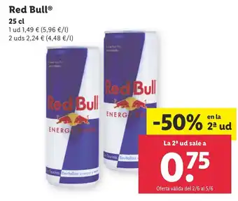 Lidl Red Bull 25 cl oferta