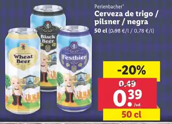 Lidl Perlenbacher Cerveza de trigo/pilsner/negra 50 cl oferta