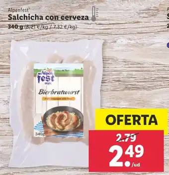 Lidl Alpenfest Salchicha con cerveza 340 g oferta