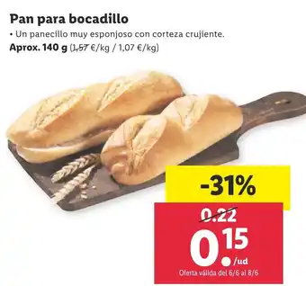 Lidl Pan para bocadillo Aprox. 140 g oferta