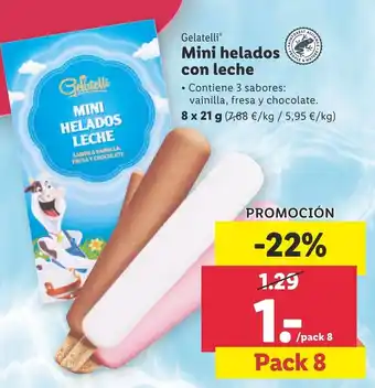 Lidl Gelatelli Mini helados con leche 8 x 21 g Pack 8 oferta