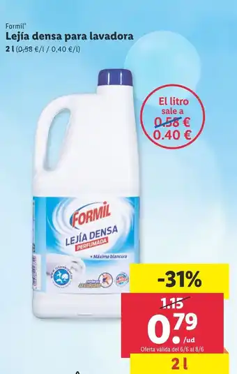 Lidl Formil Lejía densa para lavadora 2 l oferta