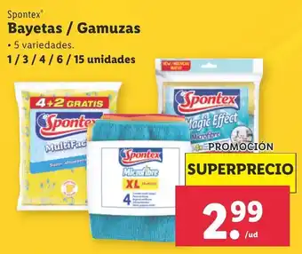 Lidl Spontex Bayetas / Gamuzas 1 / 3 / 4 / 6/ 15 unidades oferta