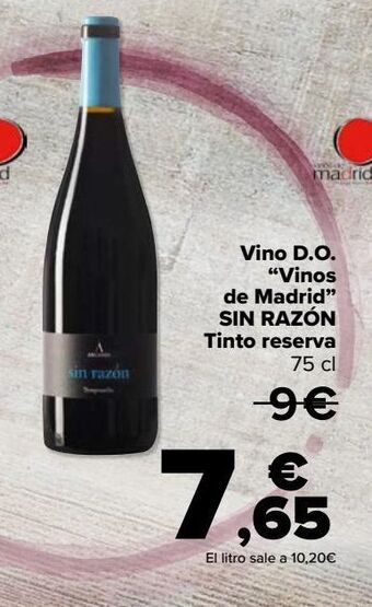 Carrefour Vino d.o. "vinos de madrid" sin razón tinto reserva oferta