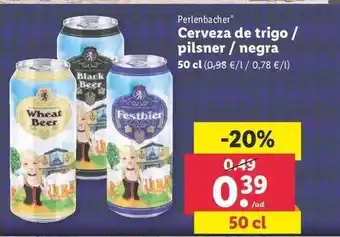 Lidl Perlenbacher Cerveza De Trigo Pilsner Negra oferta