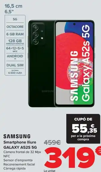 Carrefour Samsung smartphone libre galaxy a52s 5g oferta