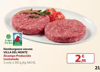 Alcampo Hamburguesas de ternera villa del monte oferta