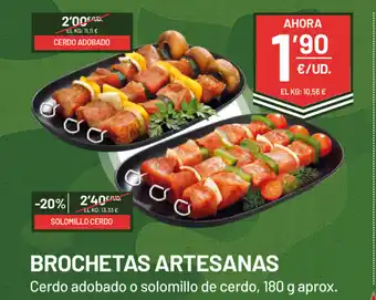 AhorraMas Brochetas Artesanas Cerdo adobado o solomillo de cerdo, 180 g aprox. oferta