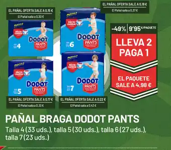 AhorraMas Pañal Braga Dodot Pants Talla 4(33uds) talla 5 (30 uds), talla 6 (27 uds) talla 7 (23uds) oferta