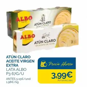Cash Ecofamilia Atún Claro Aceite Virgen Extra Lata Albo P3 67g/u oferta