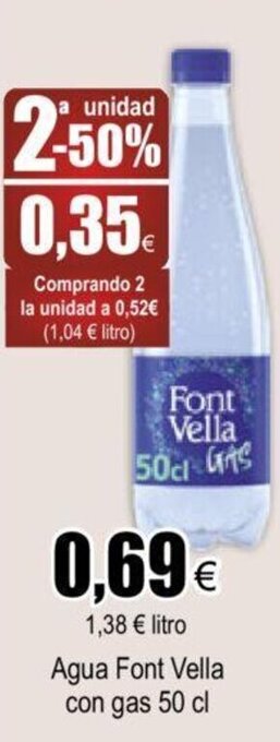 FROIZ Agua Font Vella Con Gas 50 cl oferta