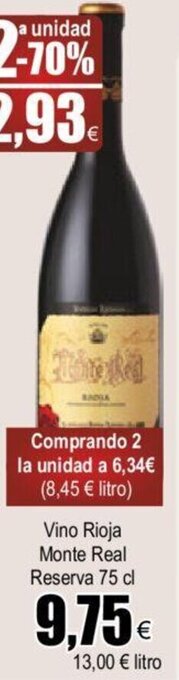 FROIZ Vino Rioja Monte Real Reserva 75 cl oferta