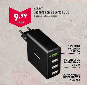 ALDI Medion Enchufe Con 4 Puertos Usb oferta