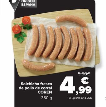 Carrefour Salchicha fresca de pollo de corral coren oferta