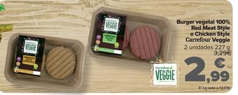Carrefour Burger vegetal 100% red meat style o chicken style carrefour veggie oferta