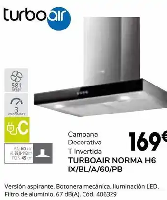 Conforama Campana decorativa turboair norma oferta