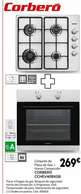 Conforama Placa de gas + horno convección corberó oferta