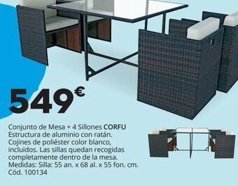 Conforama Conjunto de mesa + 4 sillones corfu oferta