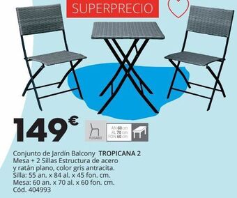 Conforama Conjunto de jardín balcony tropicana 2 oferta