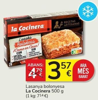 Consum Lasaña boloñesa la cocinera oferta