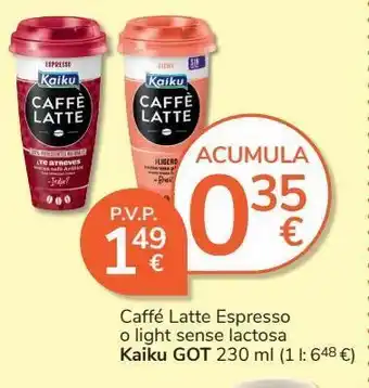 Consum Caffé latte espresso o light sin lactosa kaiku oferta
