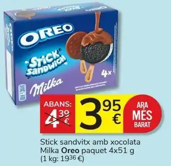 Consum Stick sandwich y chocolate milka oreo oferta